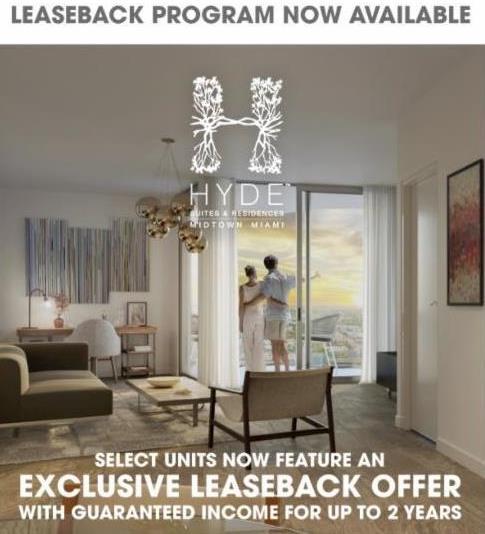 Only 30% Deposit -2 Bed / 2 Bath from $622K – Leaseback available  Furniture packages and more incentives – Hyde Midtown