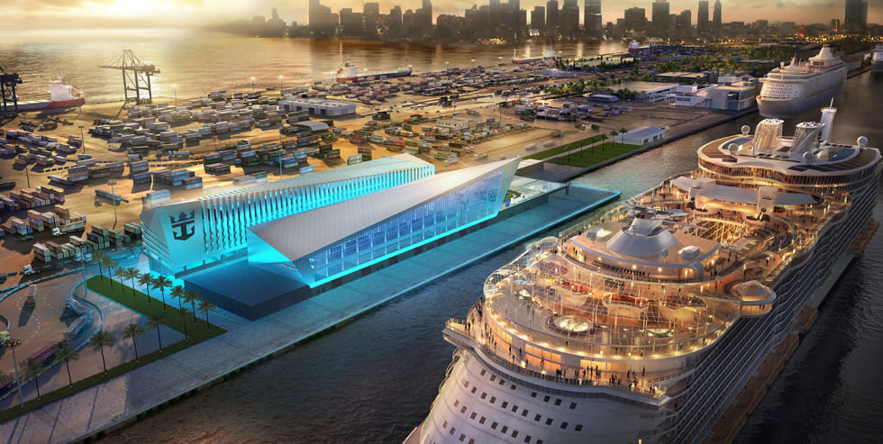 Miami Port News:  Royal Caribbean Cruises recently celebrated topping off a new state-of the art cruise terminal.