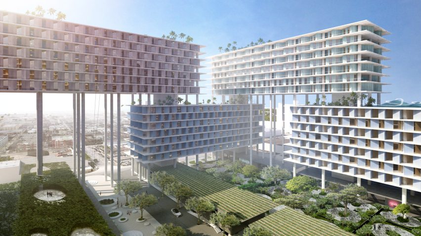 Miami Produce Center will Include Linear Buildings Floating Above Spaces for Artists, Brewers