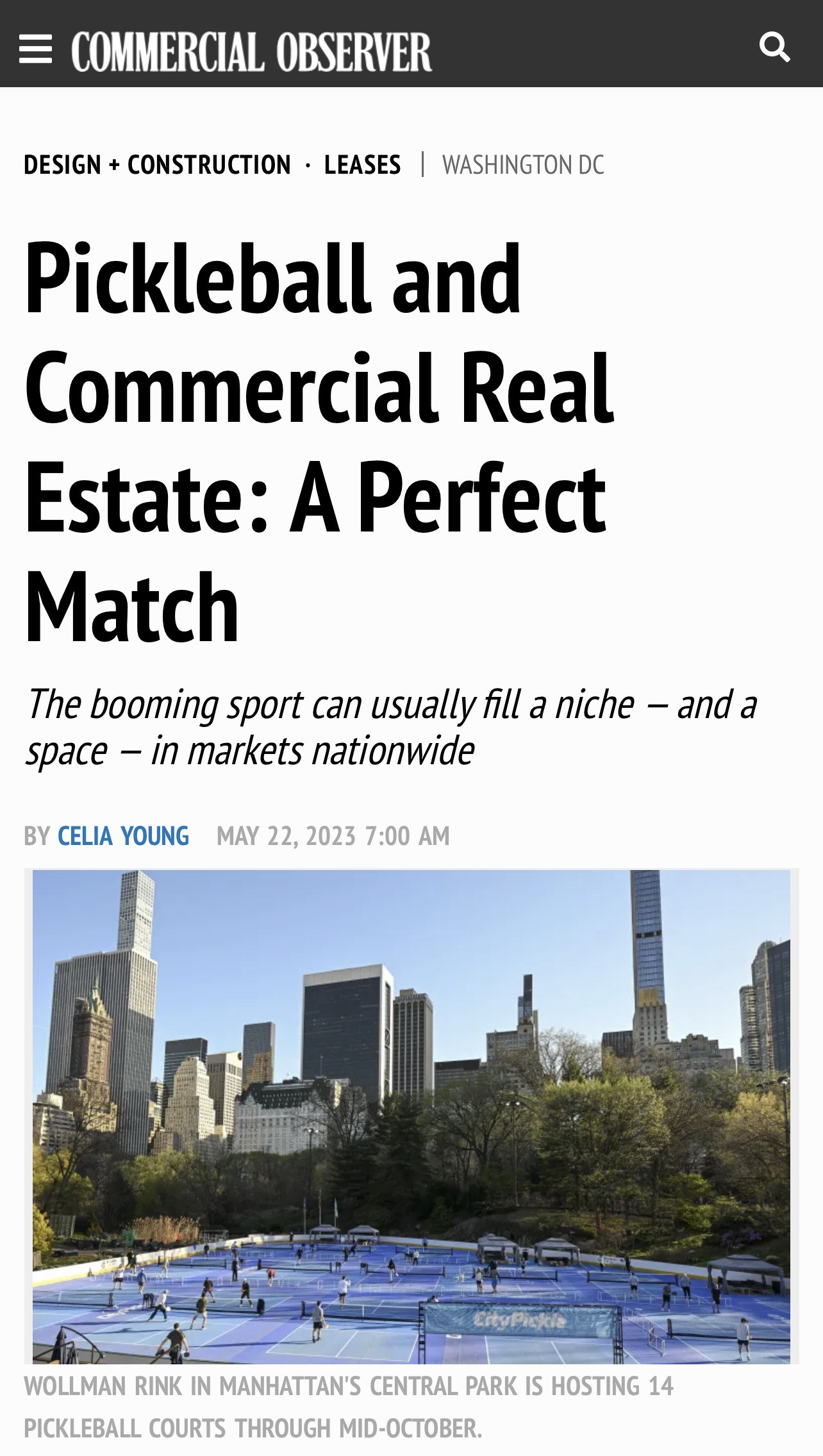 Pickleball and Commercial Real Estate