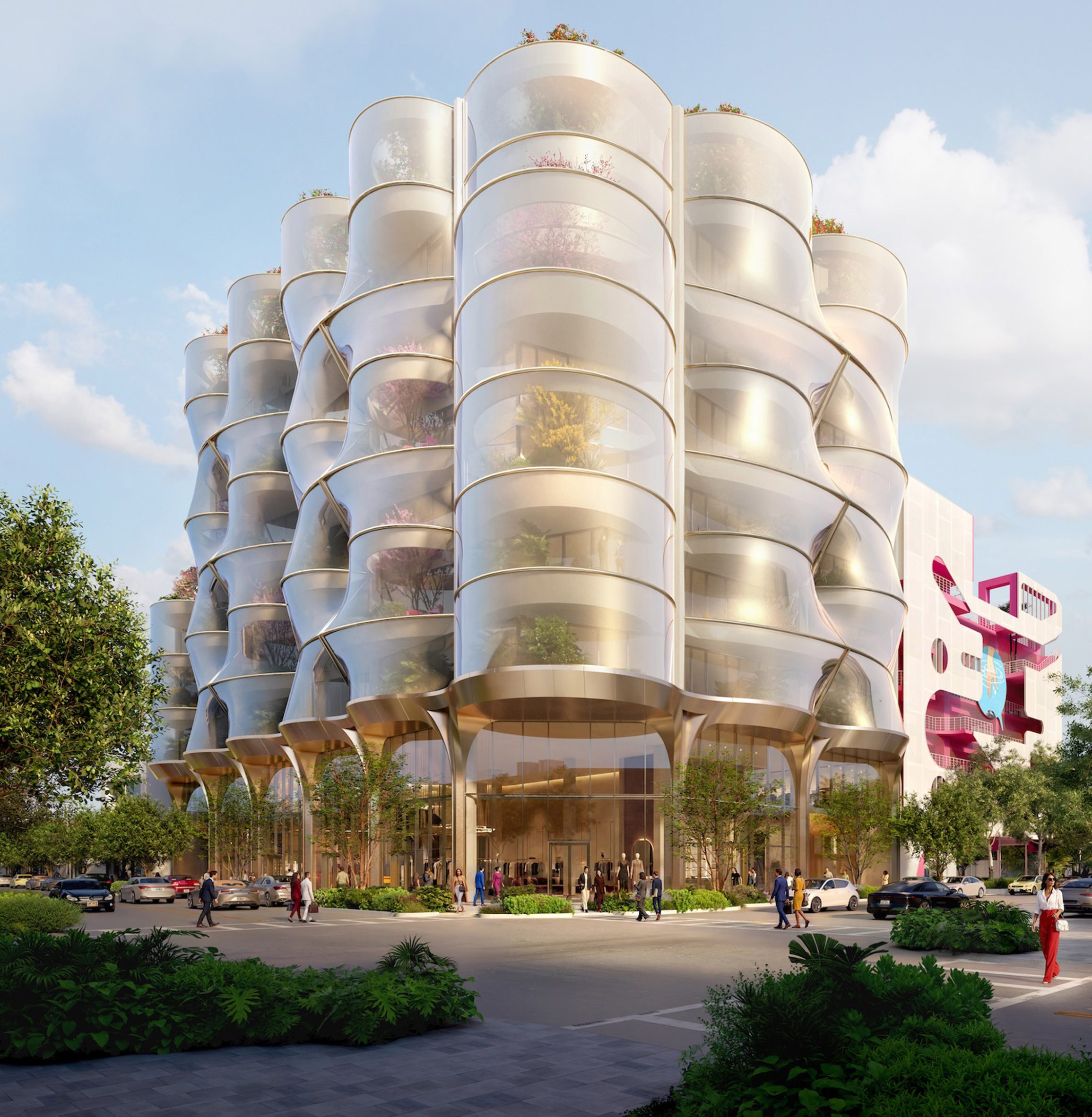 International architecture studio Snøhetta designed office and retail building in Miami Design District.